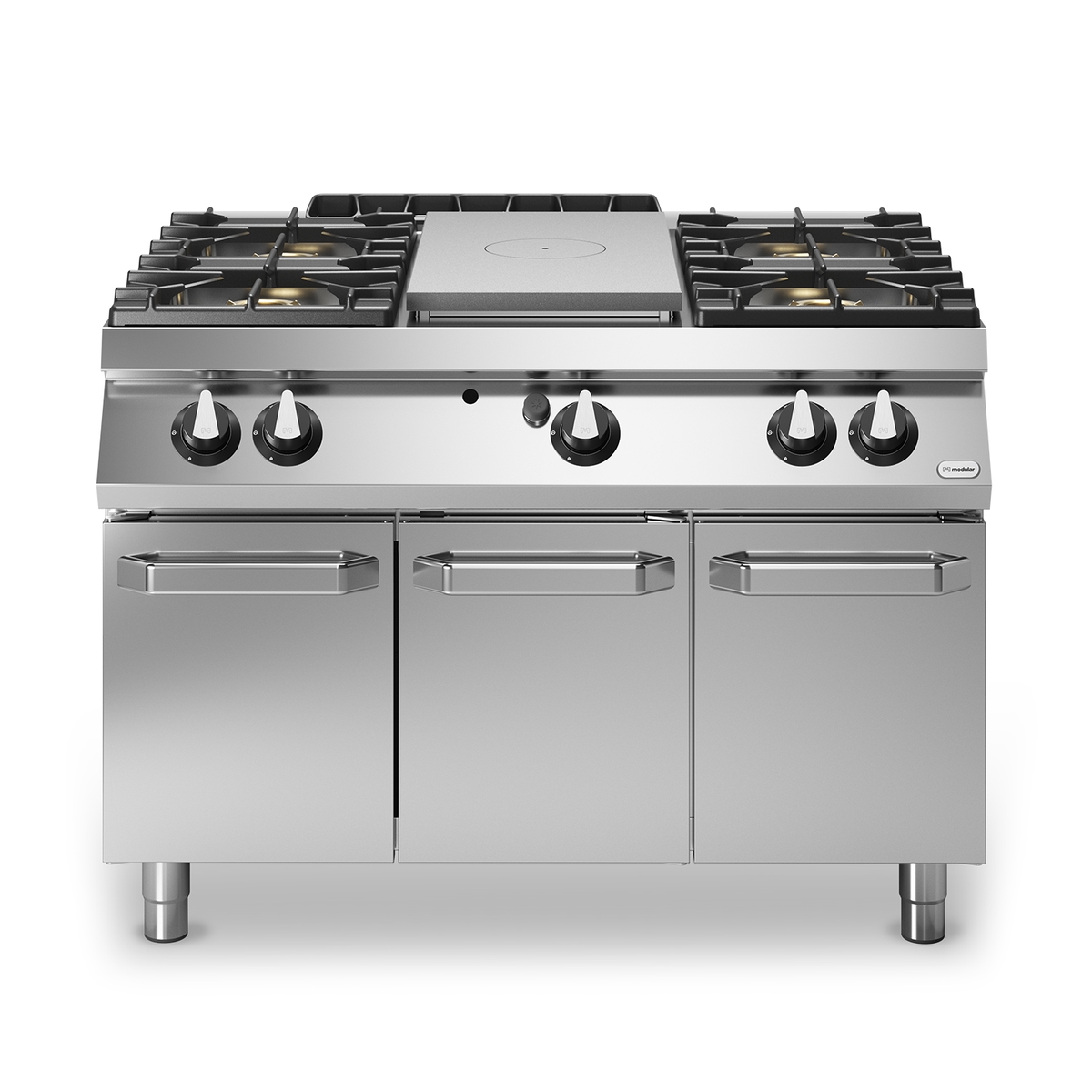 Vollgas-Emaille-Kochfeld ROC 90/120 4 Brenner 33 kW Fach mit Türen