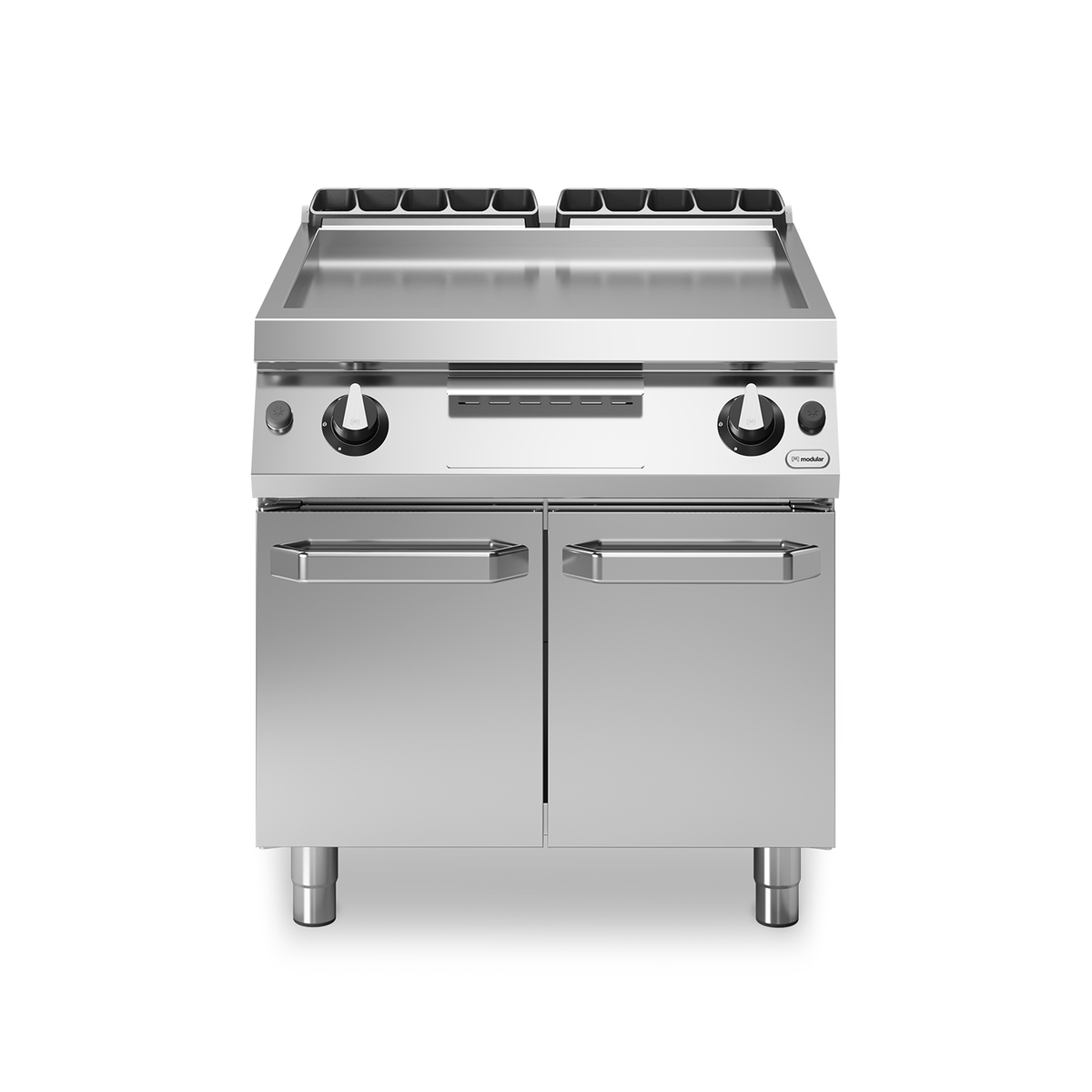 Fry top gas ROC 70/80 glatte Platte 12 kW Fach mit Türen
