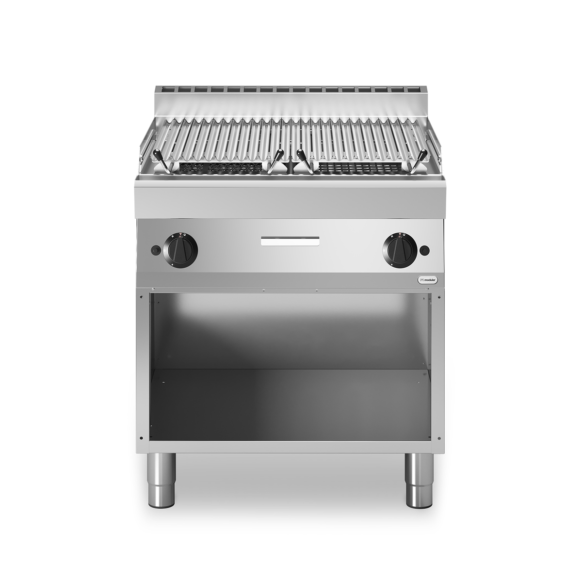 Lavastein-Grill Gas FUN 70/80 2 Zonen aus Edelstahl 15 kW offenes Fach