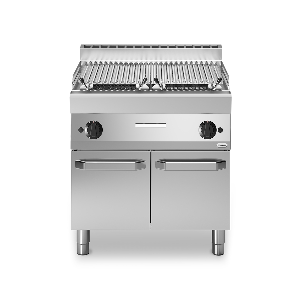 Lavastone Grill Gas FUN 70/80 2 Zonen aus rostfreiem Stahl 15 kW Fach mit Türen