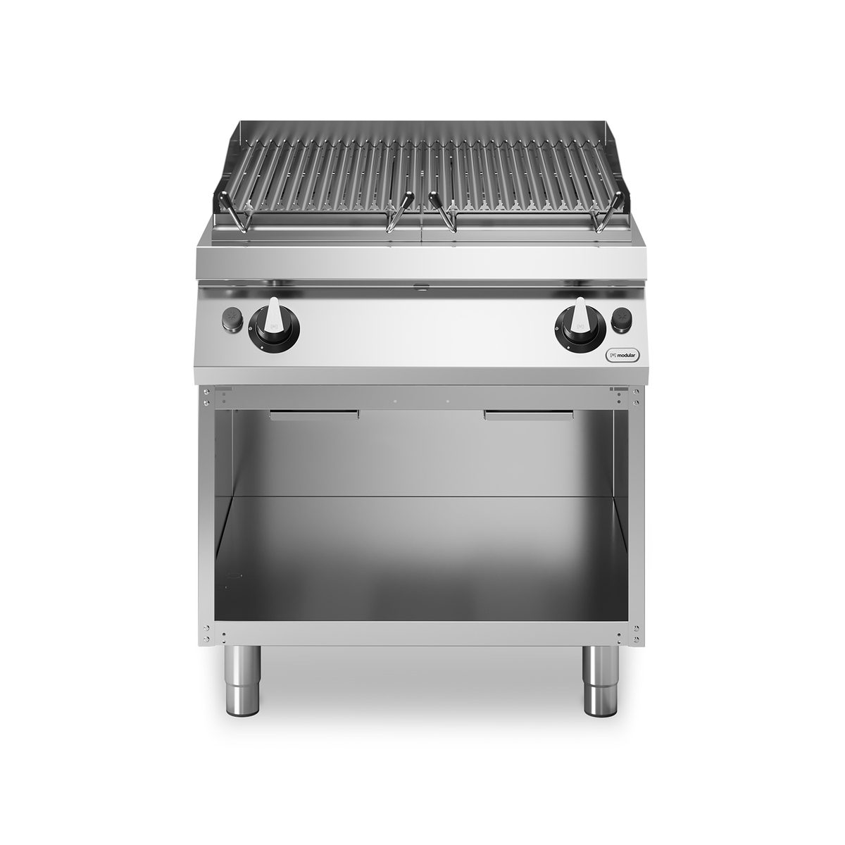 Lavastein-Gasgrill ROC 70/80 2 Zonen aus Edelstahl 15 kW offenes Fach