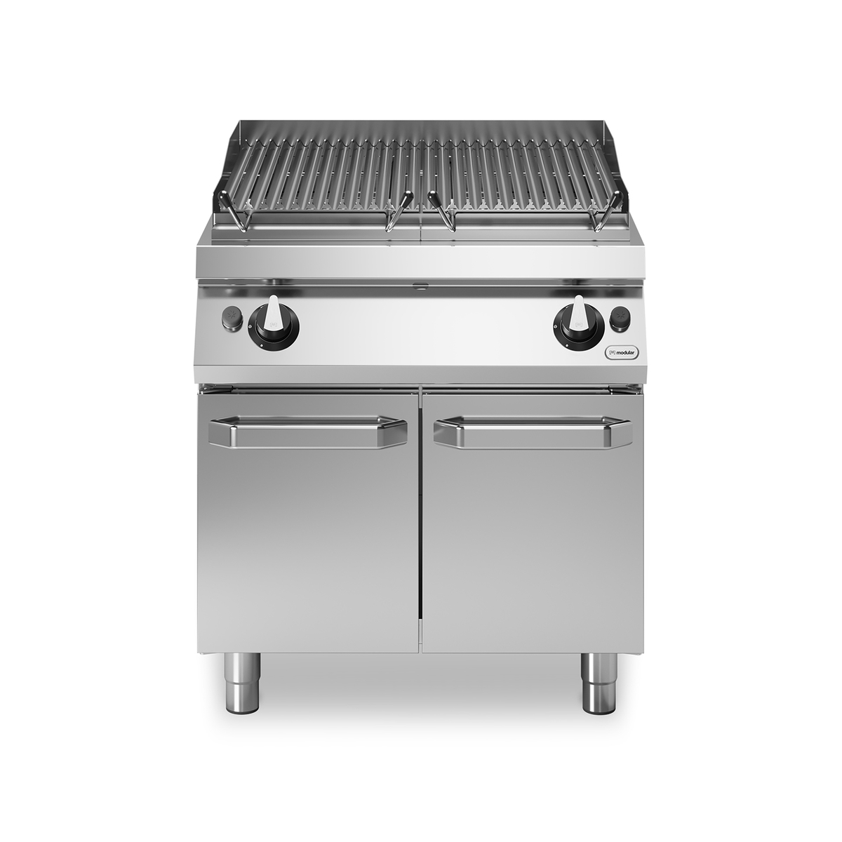 Lavastone Grill Gas ROC 70/80 2 Zonen aus rostfreiem Stahl 15 kW Fach mit Türen