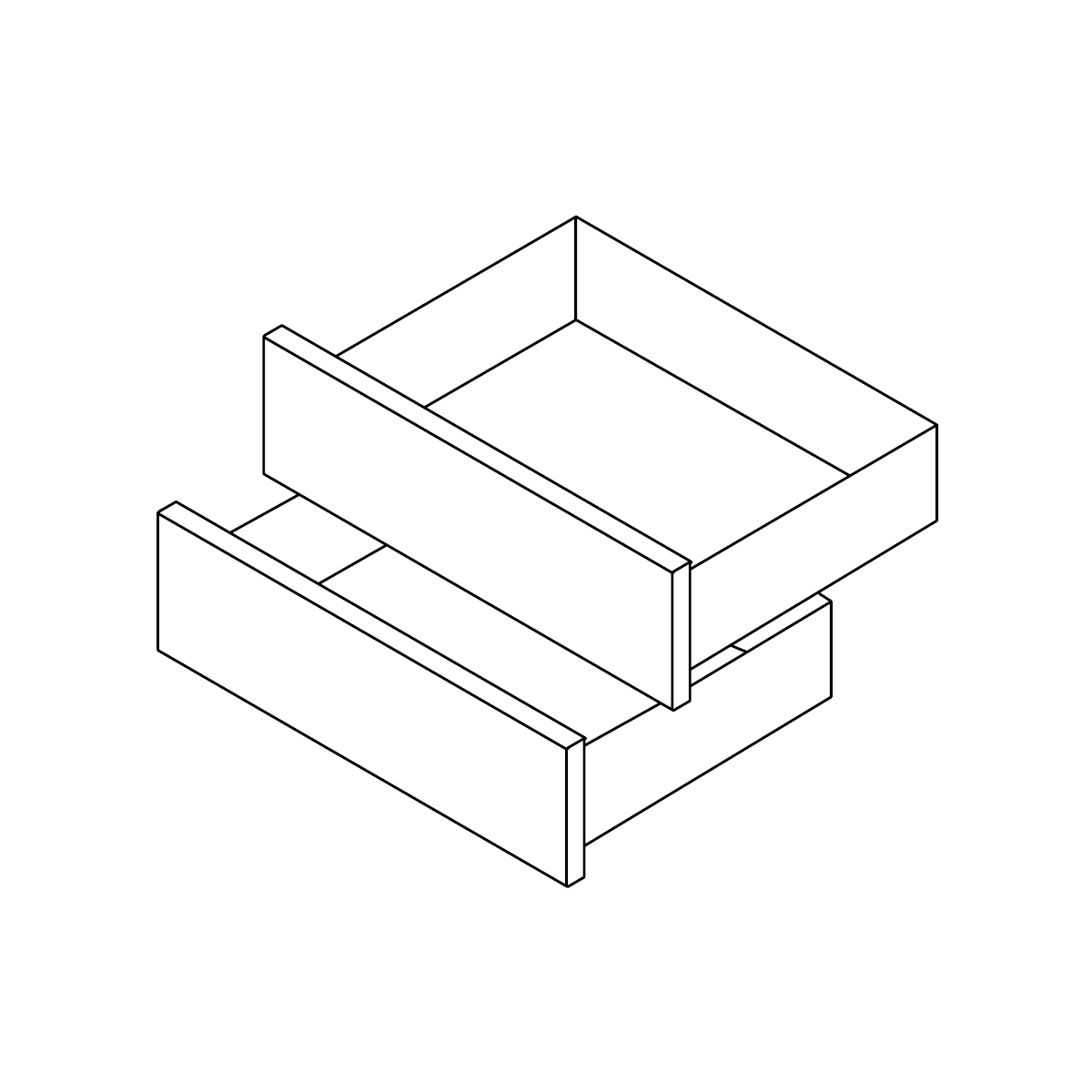 2 Schubladen H 19,5 cm für Unterschrank 60 cm