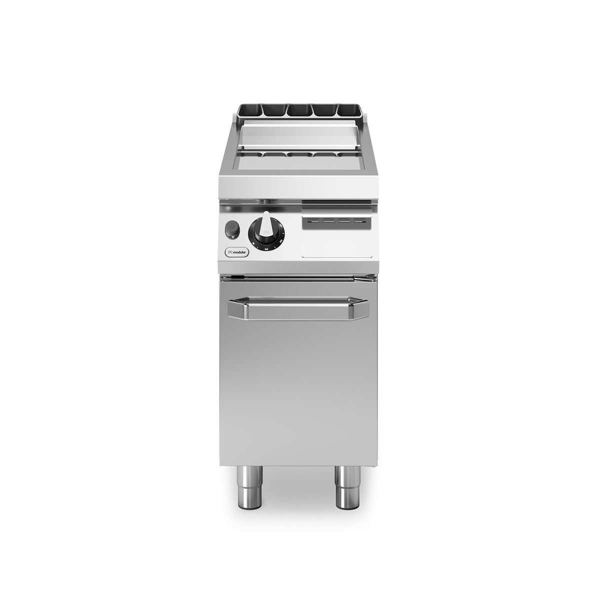 Fry top gas ROC 70/40 glatt Chromplatte 7 kW Fach mit Tür