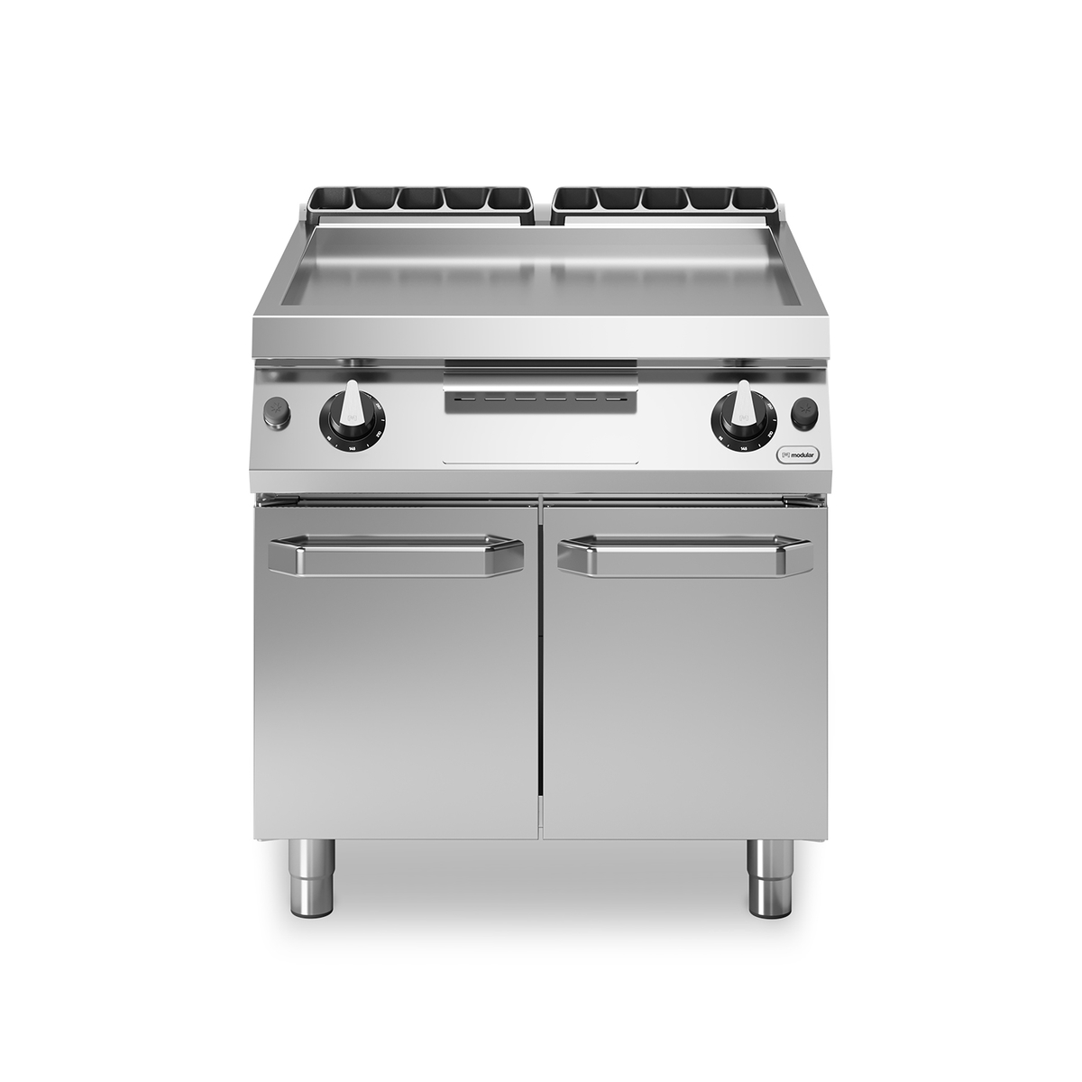 Fry top gas ROC 90/80 glattes Chromblech 21 kW Fach mit Türen