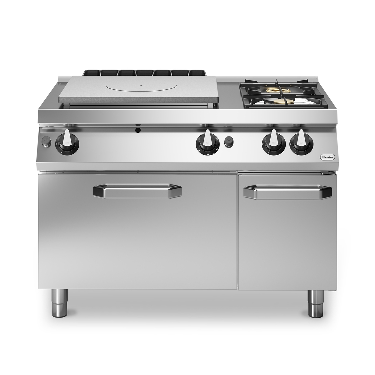 Vollgas-Emaille-Kochfeld ROC 70/120 2 Brenner 18,2 kW mit Gasbackofen 8 kW Fach mit Tür